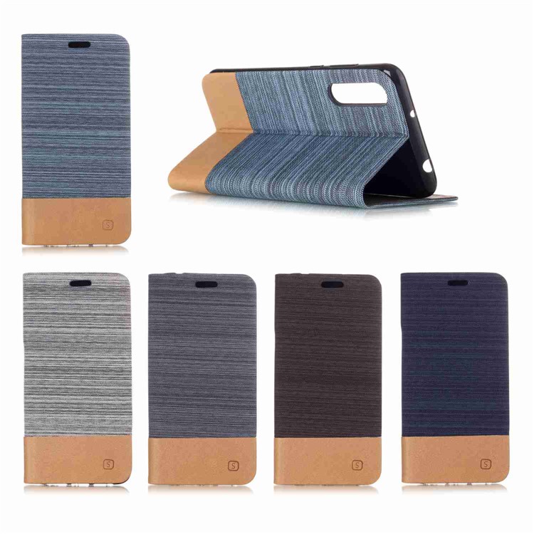 Canvas Leather Mobile Cover with Stand for Huawei P20 Pro - Coffee-8