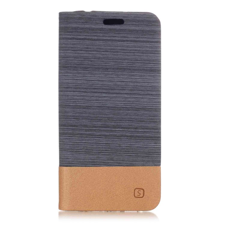 Canvas Leather Stand Flip Card Holder Cover with Stand for Huawei P20 Pro - Dark Grey-1