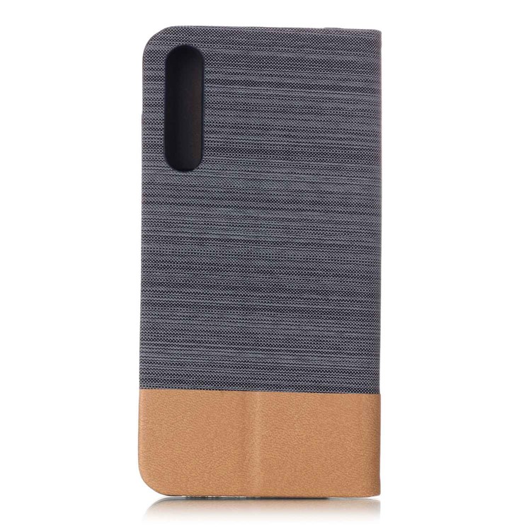 Canvas Leather Stand Flip Card Holder Cover with Stand for Huawei P20 Pro - Dark Grey-2