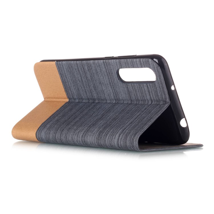 Canvas Leather Stand Flip Card Holder Cover with Stand for Huawei P20 Pro - Dark Grey-3