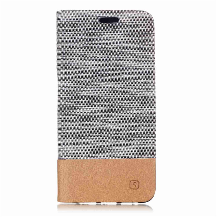Canvas Leather Mobile Phone Case Accessory with Stand for Huawei P20 Pro - Light Grey-1