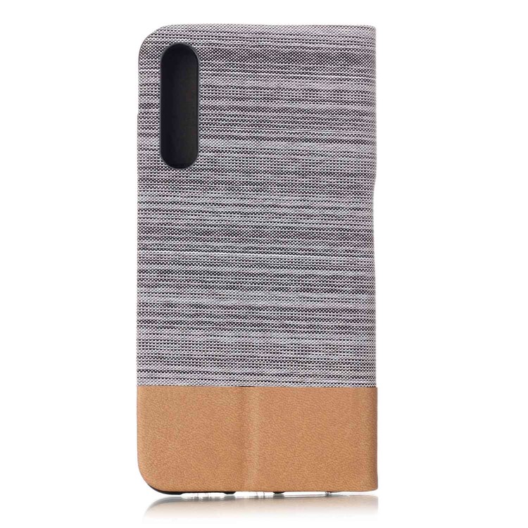 Canvas Leather Mobile Phone Case Accessory with Stand for Huawei P20 Pro - Light Grey-2