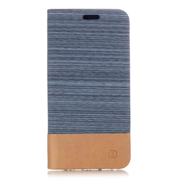 For Huawei P20 Pro Canvas Leather Phone Protection Folio Cover with Stand - Baby Blue-1