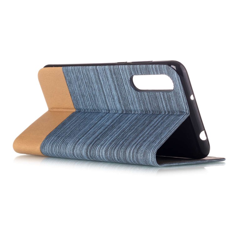 For Huawei P20 Pro Canvas Leather Phone Protection Folio Cover with Stand - Baby Blue-3