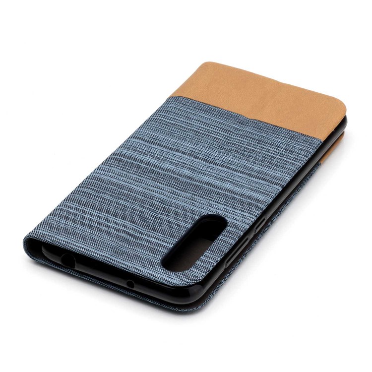 For Huawei P20 Pro Canvas Leather Phone Protection Folio Cover with Stand - Baby Blue-5