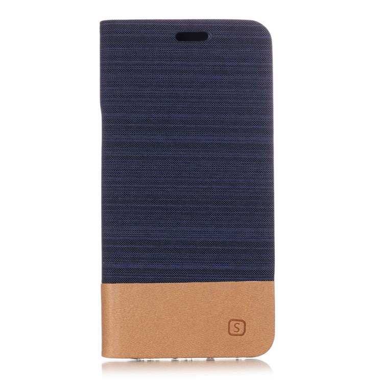 For Huawei P20 Pro Canvas Leather Folio Accessory Cover with Stand - Dark Blue-1