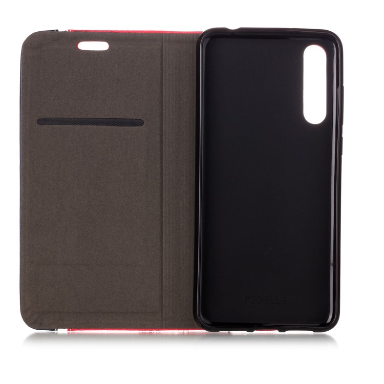 Contrast Color PU Leather Stand Mobile Phone Shell with Card Holder for Huawei P20 Pro - Red-4