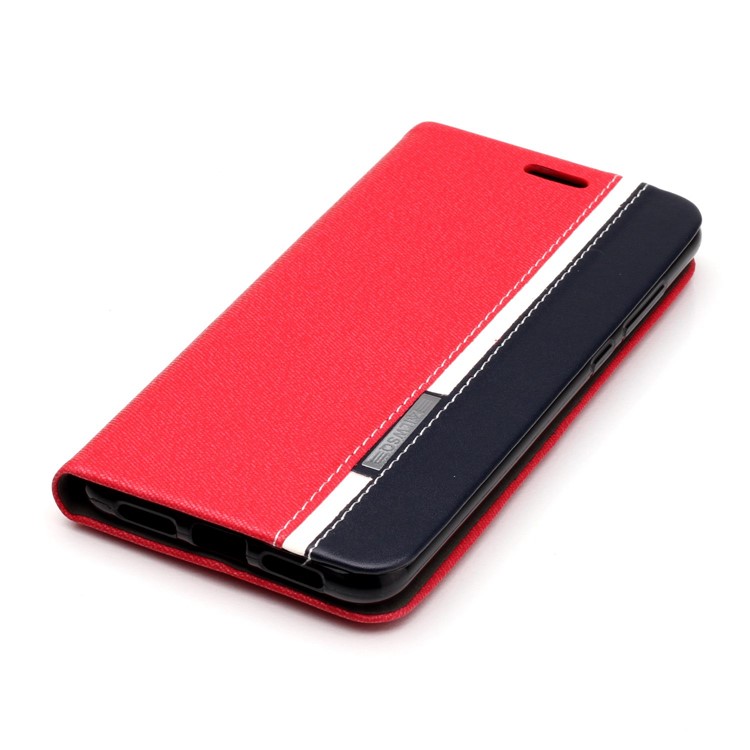 Contrast Color PU Leather Stand Mobile Phone Shell with Card Holder for Huawei P20 Pro - Red-6