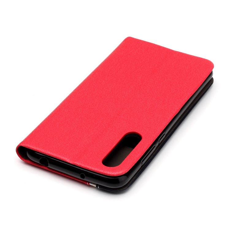 Contrast Color PU Leather Stand Mobile Phone Shell with Card Holder for Huawei P20 Pro - Red-7