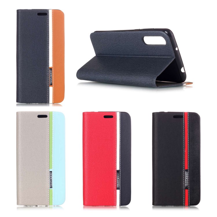 Contrast Color PU Leather Stand Mobile Phone Shell with Card Holder for Huawei P20 Pro - Red-8