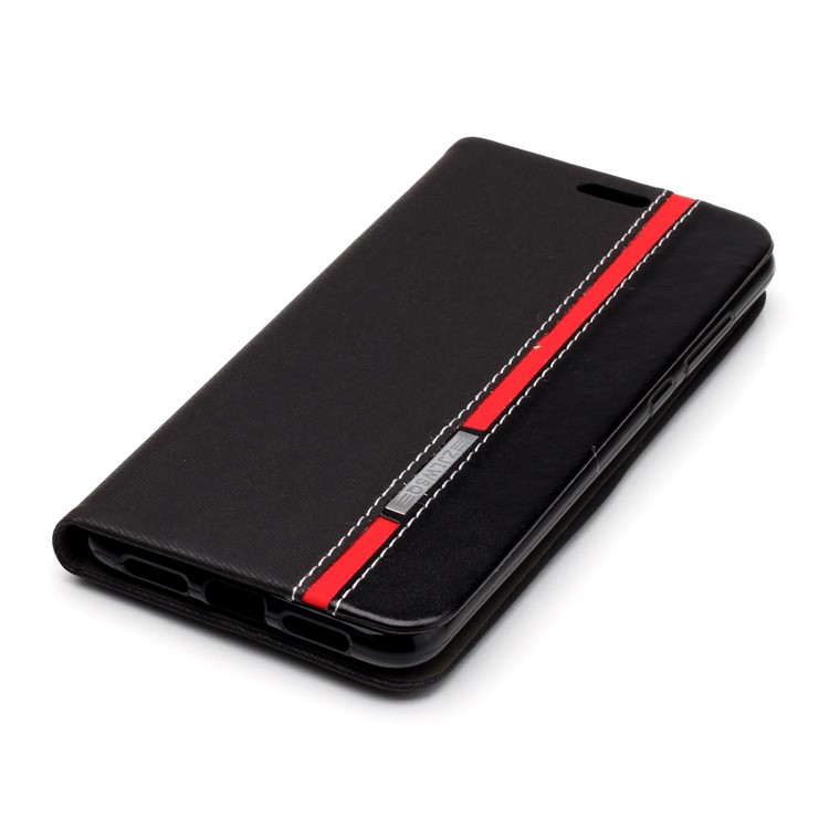 Contrast Color PU Leather Stand Card Holder Phone Case for Huawei P20 Pro - Black-4
