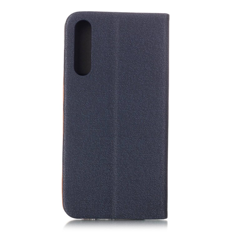 For Huawei P20 Pro Contrast Color PU Leather Stand Card Holder Flip Cover - Dark Blue-2