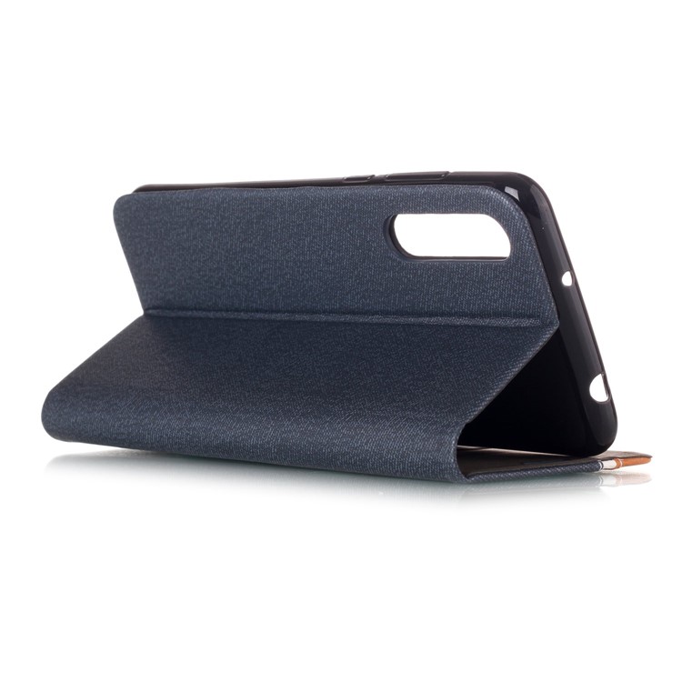 For Huawei P20 Pro Contrast Color PU Leather Stand Card Holder Flip Cover - Dark Blue-3