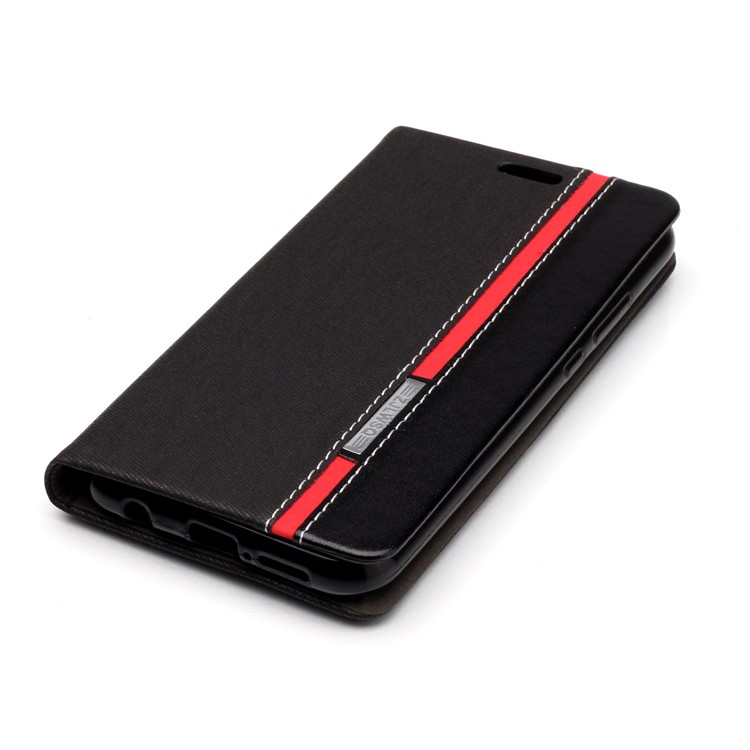 Contrast Color Card Holder Leather Stand Cover Case for Huawei P20 Lite / Nova 3e - Black-5