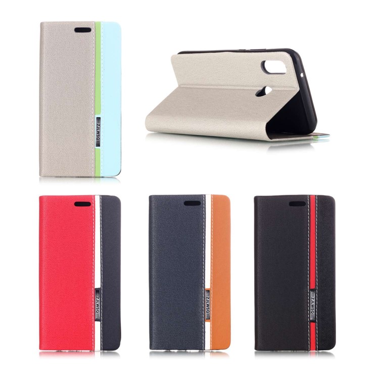 Contrast Color Card Holder Leather Stand Cover Case for Huawei P20 Lite / Nova 3e - Black-7