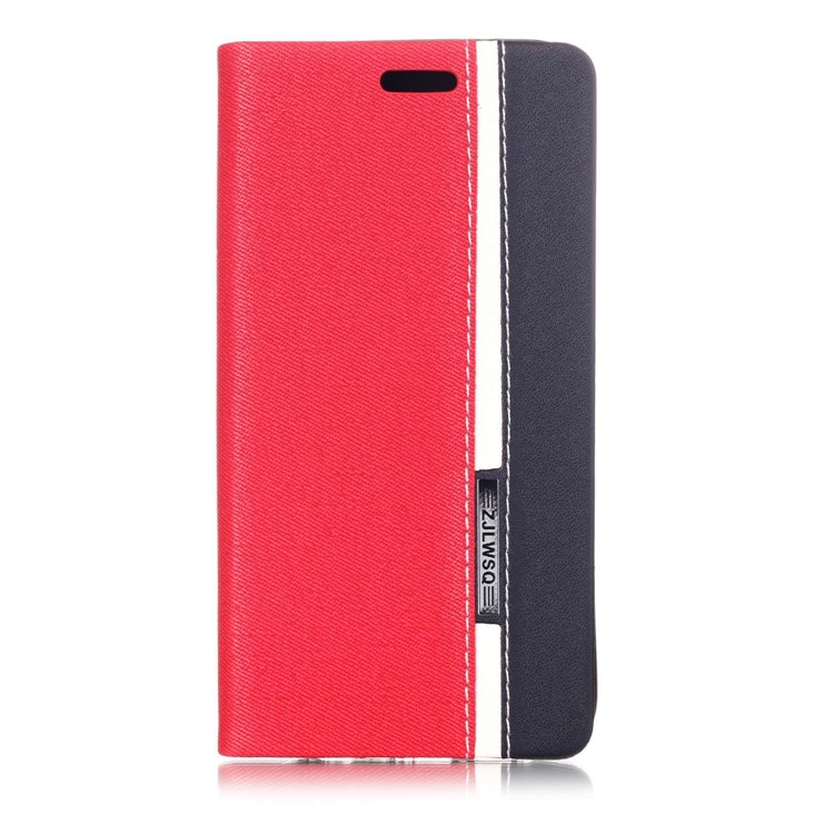 Contrast Color PU Leather Stand Card Holder Mobile Phone Shell for Huawei P20 Lite / Nova 3e - Red-1