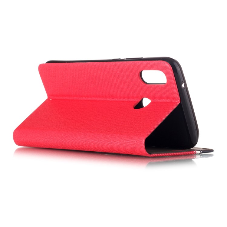 Contrast Color PU Leather Stand Card Holder Mobile Phone Shell for Huawei P20 Lite / Nova 3e - Red-3