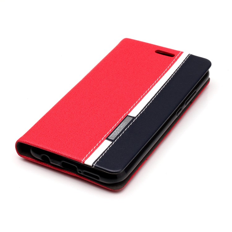 Contrast Color PU Leather Stand Card Holder Mobile Phone Shell for Huawei P20 Lite / Nova 3e - Red-4