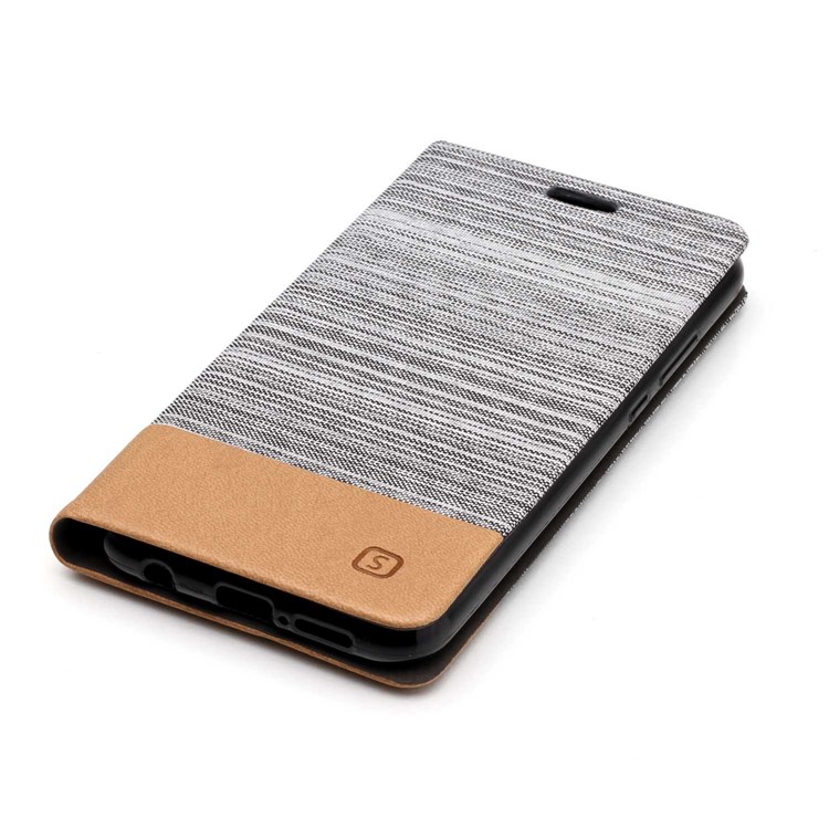 Assorted Color Canvas Leather Case with Card Slot for Huawei P20 Lite / Nova 3e - Light Grey-6