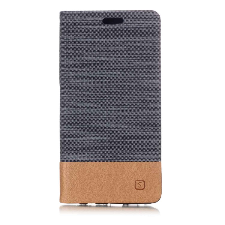 Assorted Color Canvas Leather Flip Stand Cover for Huawei P20 Lite / Nova 3e - Dark Grey-1