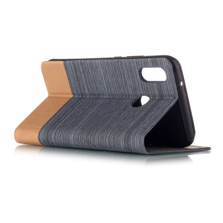 Assorted Color Canvas Leather Flip Stand Cover for Huawei P20 Lite / Nova 3e - Dark Grey-3