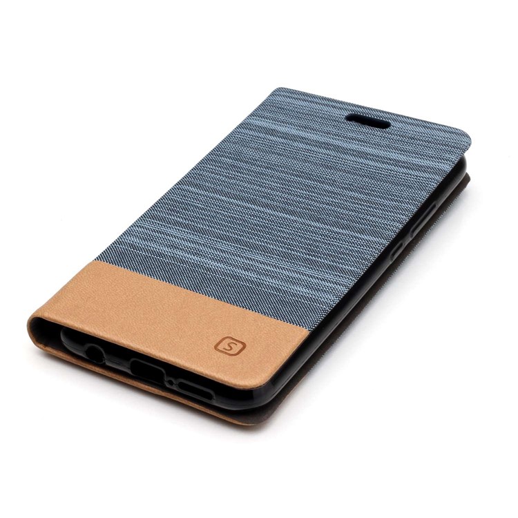 Assorted Color Canvas Leather Card Holder Phone Shell for Huawei P20 Lite / Nova 3e - Baby Blue-4