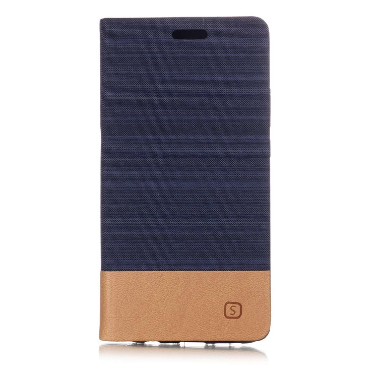 Assorted Color Card Holder Canvas Leather Protection Mobile Phone Case for Huawei P20 Lite / Nova 3e - Dark Blue-1