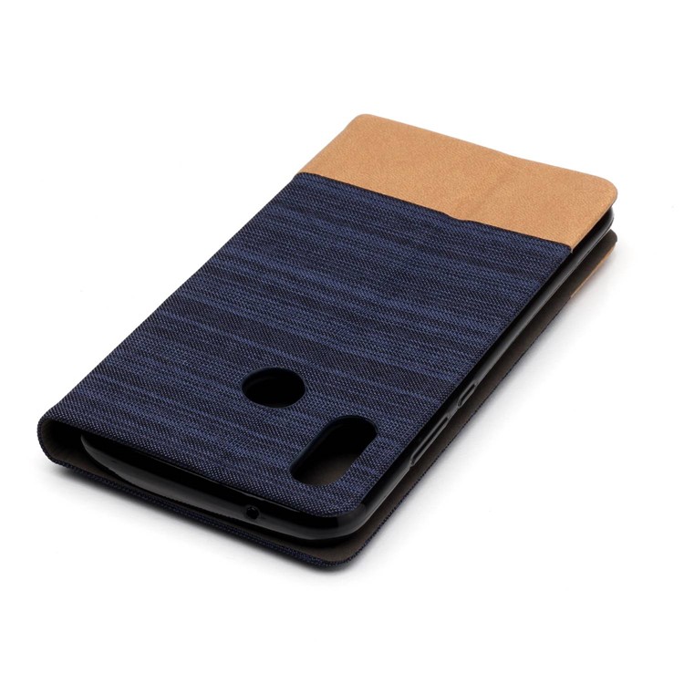 Assorted Color Card Holder Canvas Leather Protection Mobile Phone Case for Huawei P20 Lite / Nova 3e - Dark Blue-5