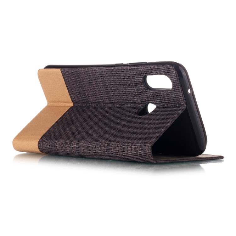 Assorted Color Canvas Leather Mobile Casing with Card Slot for Huawei P20 Lite / Nova 3e - Coffee-3