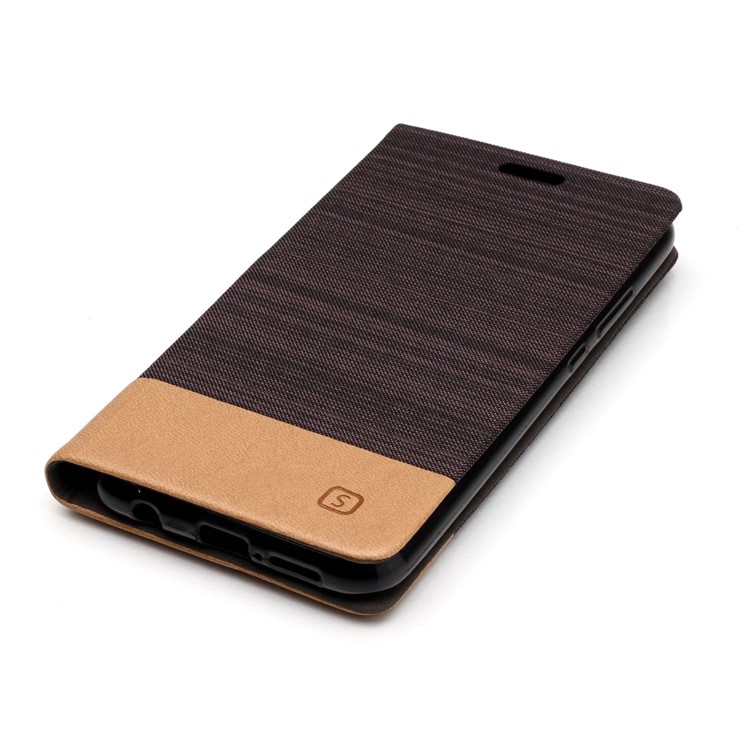 Assorted Color Canvas Leather Mobile Casing with Card Slot for Huawei P20 Lite / Nova 3e - Coffee-4