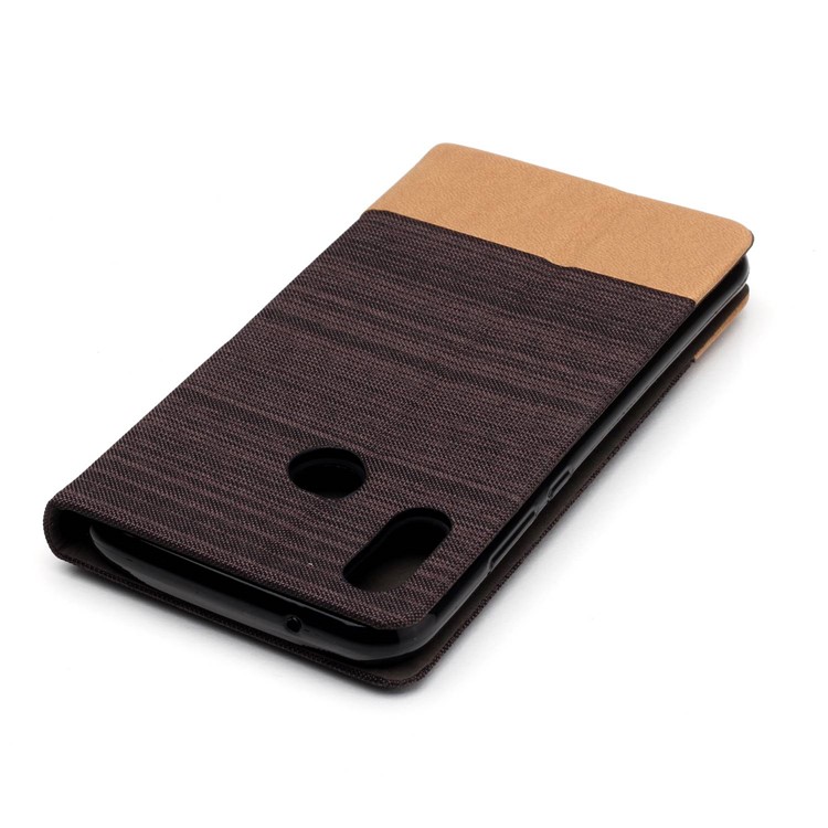 Assorted Color Canvas Leather Mobile Casing with Card Slot for Huawei P20 Lite / Nova 3e - Coffee-5