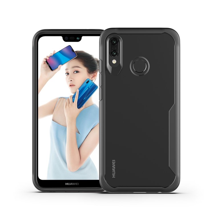 Shock Absorption PC + TPU Hybrid Cell Phone Case for Huawei P20 Lite/Nova 3e - Black-1