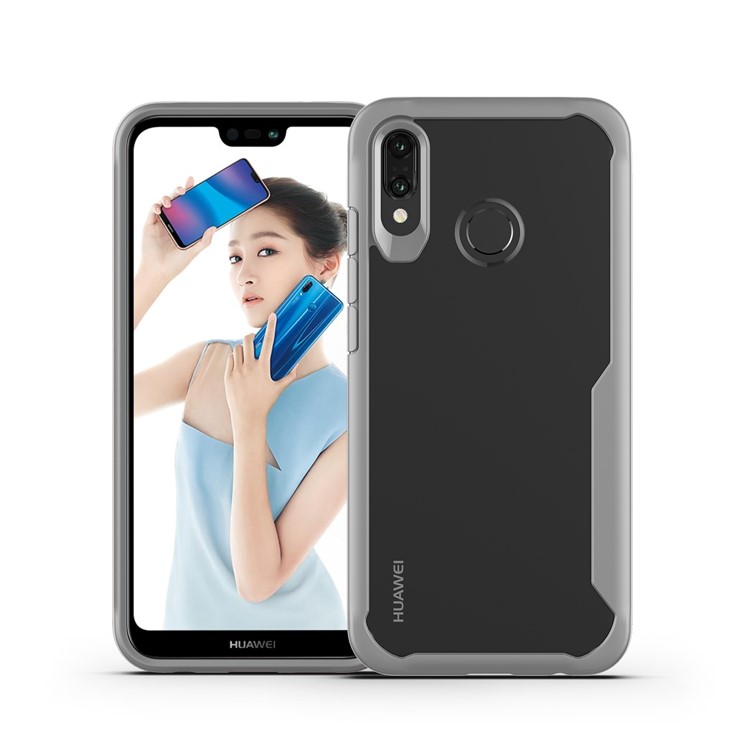 Shock Absorption PC + TPU Hybrid Cell Phone Cover for Huawei P20 Lite/Nova 3e - Grey-1