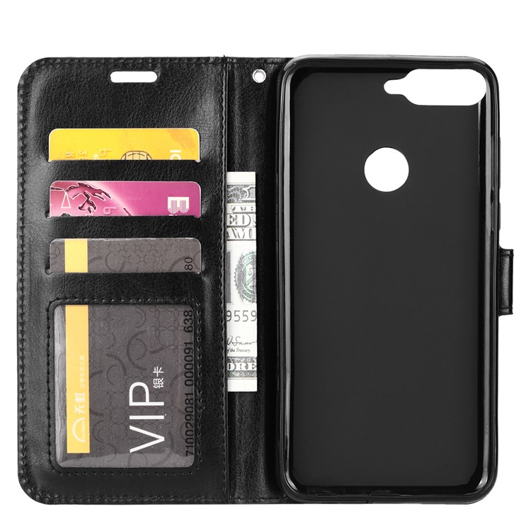 Crazy Horse Texture Wallet Stand Leather Case for Huawei Y7 Prime (2018)/Honor 7C/Enjoy 8/ Nova 2 lite - Black-4