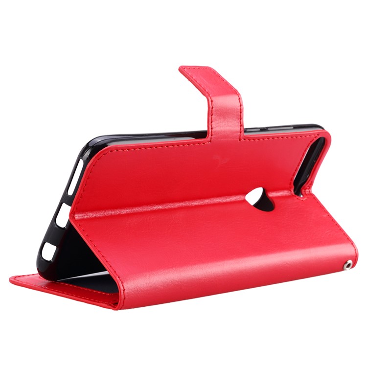 Crazy Horse Texture Wallet Stand Leather Shell Case for Huawei Y7 Prime (2018)/Honor 7C/Enjoy 8/ Nova 2 lite - Red-5