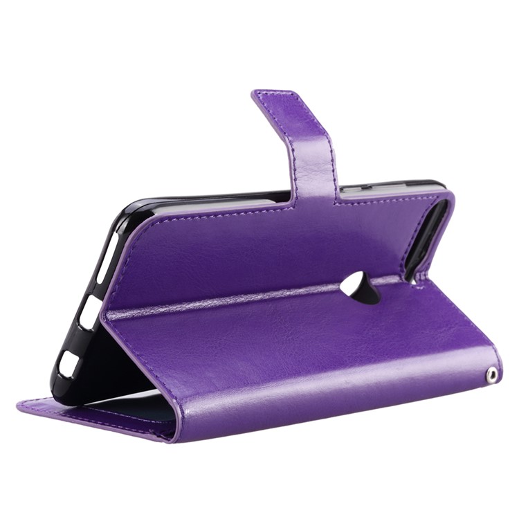 Crazy Horse Texture Wallet Stand Leather Phone Cover for Huawei Y7 Prime (2018)/Honor 7C/Enjoy 8/ Nova 2 lite - Purple-5