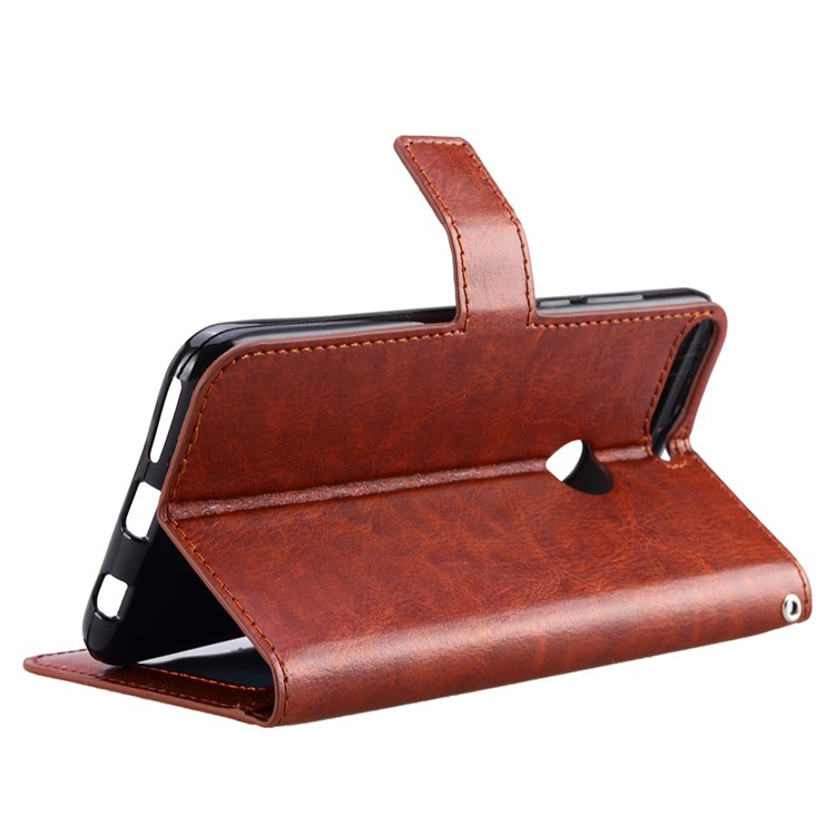 Crazy Horse Texture Wallet Stand Leather Mobile Casing for Huawei Y7 Prime (2018)/Honor 7C/Enjoy 8/ Nova 2 lite - Brown-5