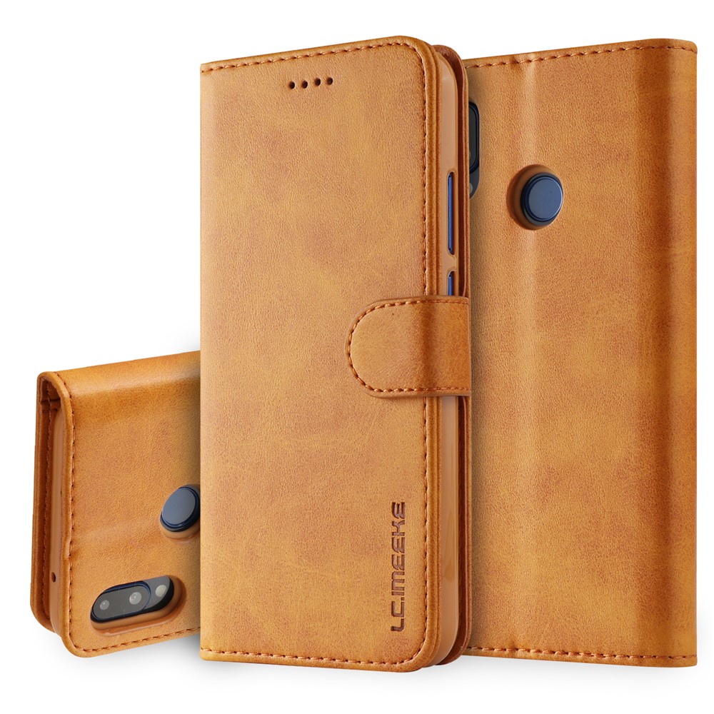 LC.IMEEKE Wallet Stand Leather Mobile Phone Casing for Huawei P20 Lite/Nova 3e - Brown-1