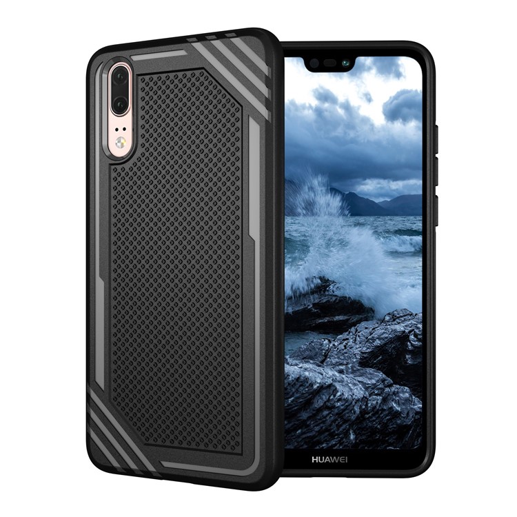 For Huawei P20 Anti-slip Armor TPU Mobile Phone Case - Black-1