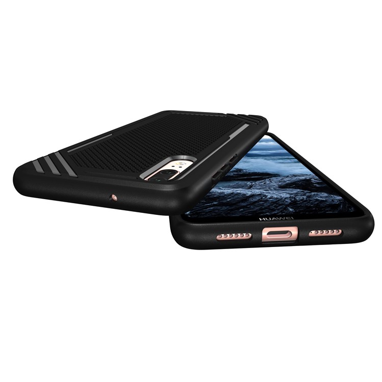 For Huawei P20 Anti-slip Armor TPU Mobile Phone Case - Black-10