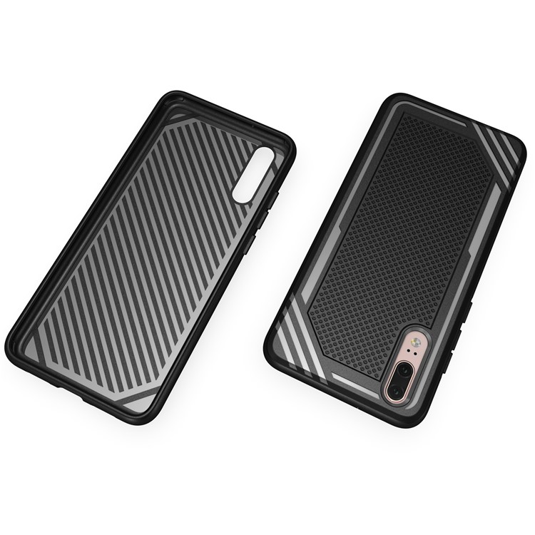 For Huawei P20 Anti-slip Armor TPU Mobile Phone Case - Black-12