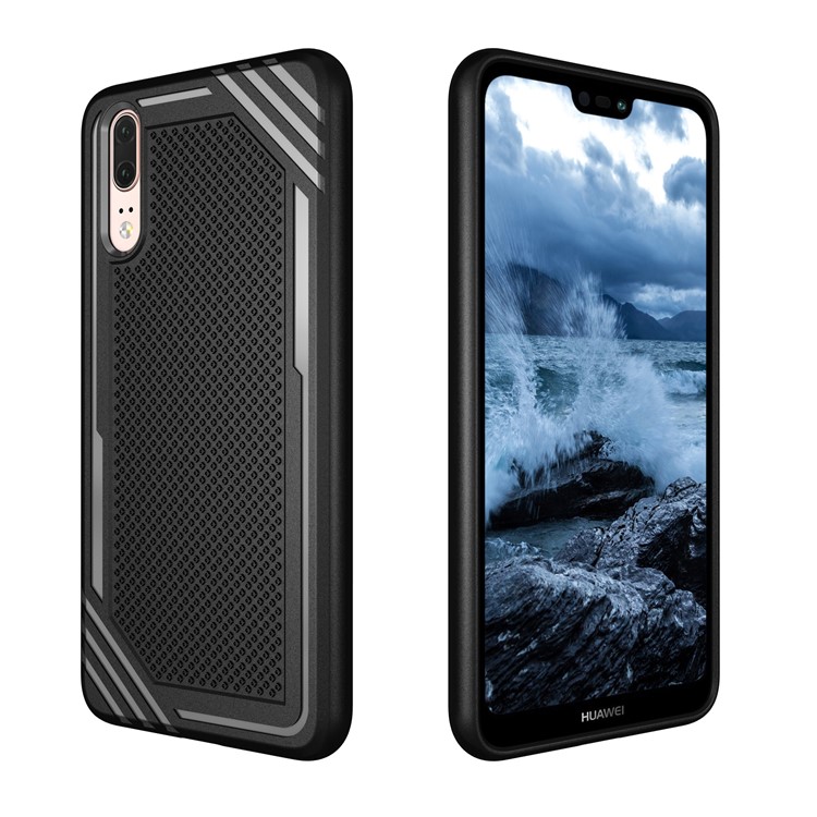 For Huawei P20 Anti-slip Armor TPU Mobile Phone Case - Black-13