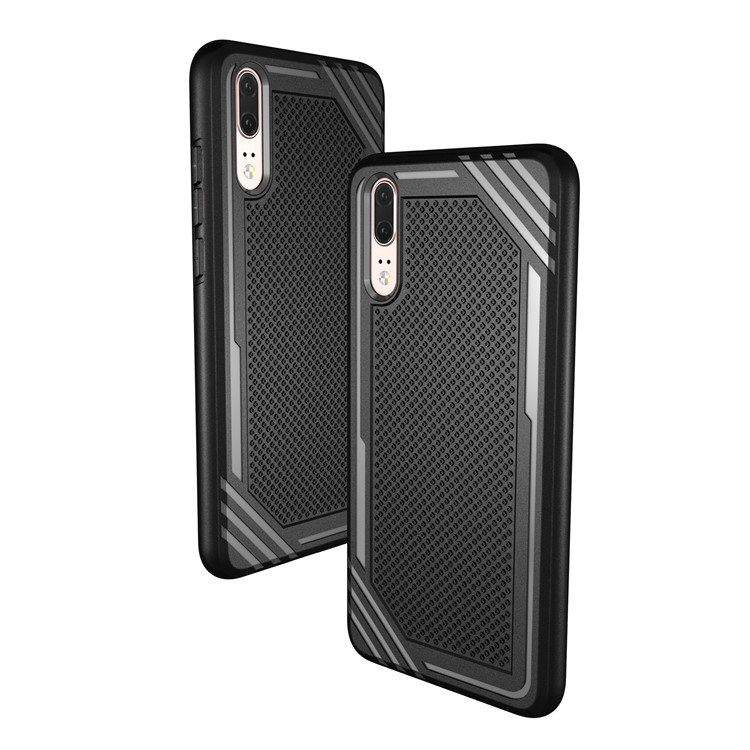 For Huawei P20 Anti-slip Armor TPU Mobile Phone Case - Black-6