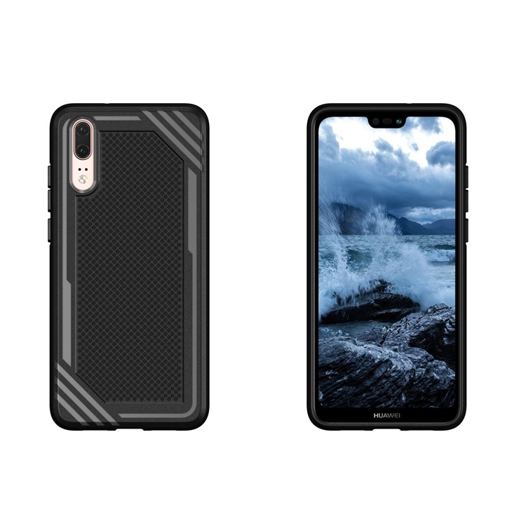 For Huawei P20 Anti-slip Armor TPU Mobile Phone Case - Black-9