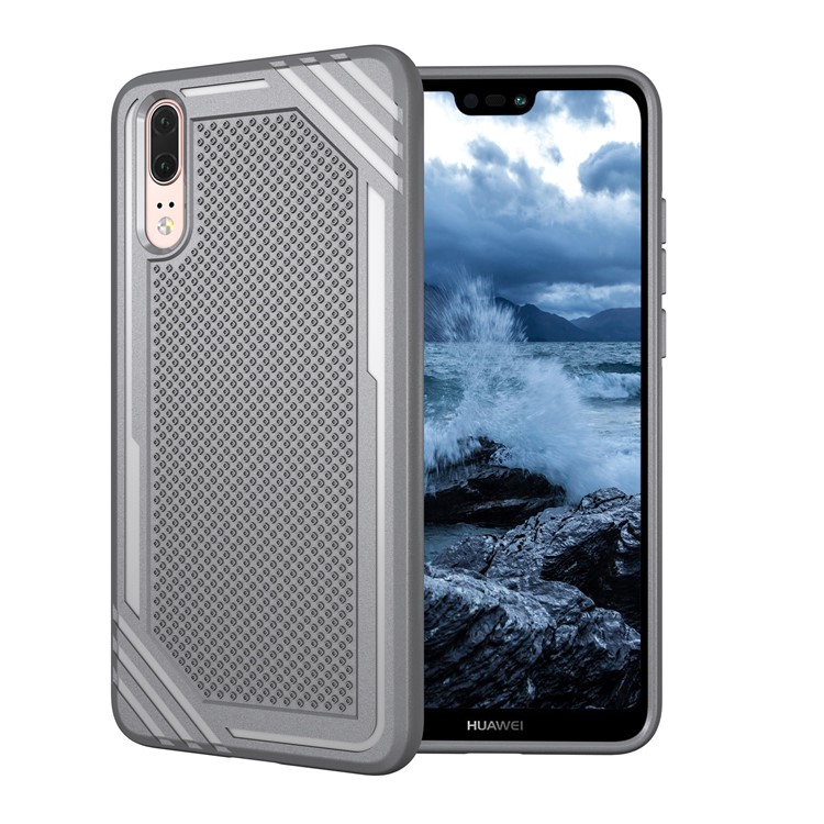 For Huawei P20 Anti-slip Armor TPU Mobile Phone Cover - Grey-1
