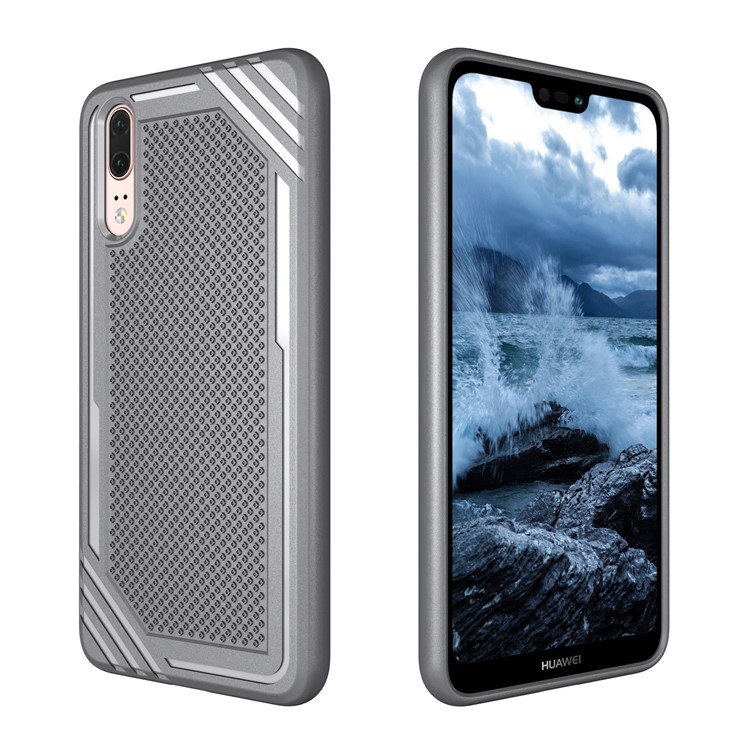For Huawei P20 Anti-slip Armor TPU Mobile Phone Cover - Grey-8