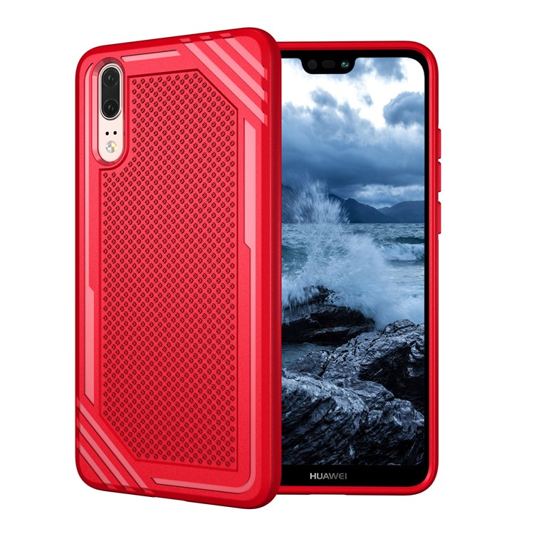 For Huawei P20 Anti-slip Armor TPU Mobile Phone Shell - Red-1
