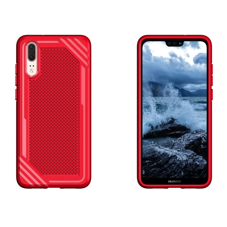 For Huawei P20 Anti-slip Armor TPU Mobile Phone Shell - Red-3