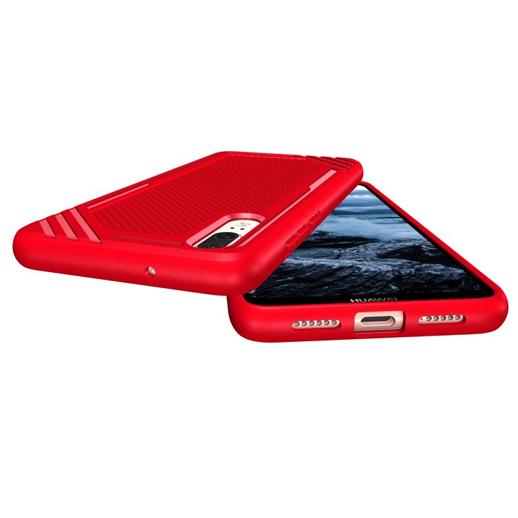 For Huawei P20 Anti-slip Armor TPU Mobile Phone Shell - Red-4