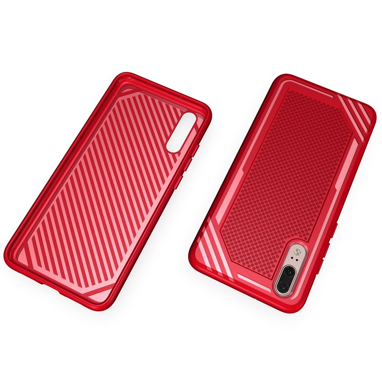For Huawei P20 Anti-slip Armor TPU Mobile Phone Shell - Red-6